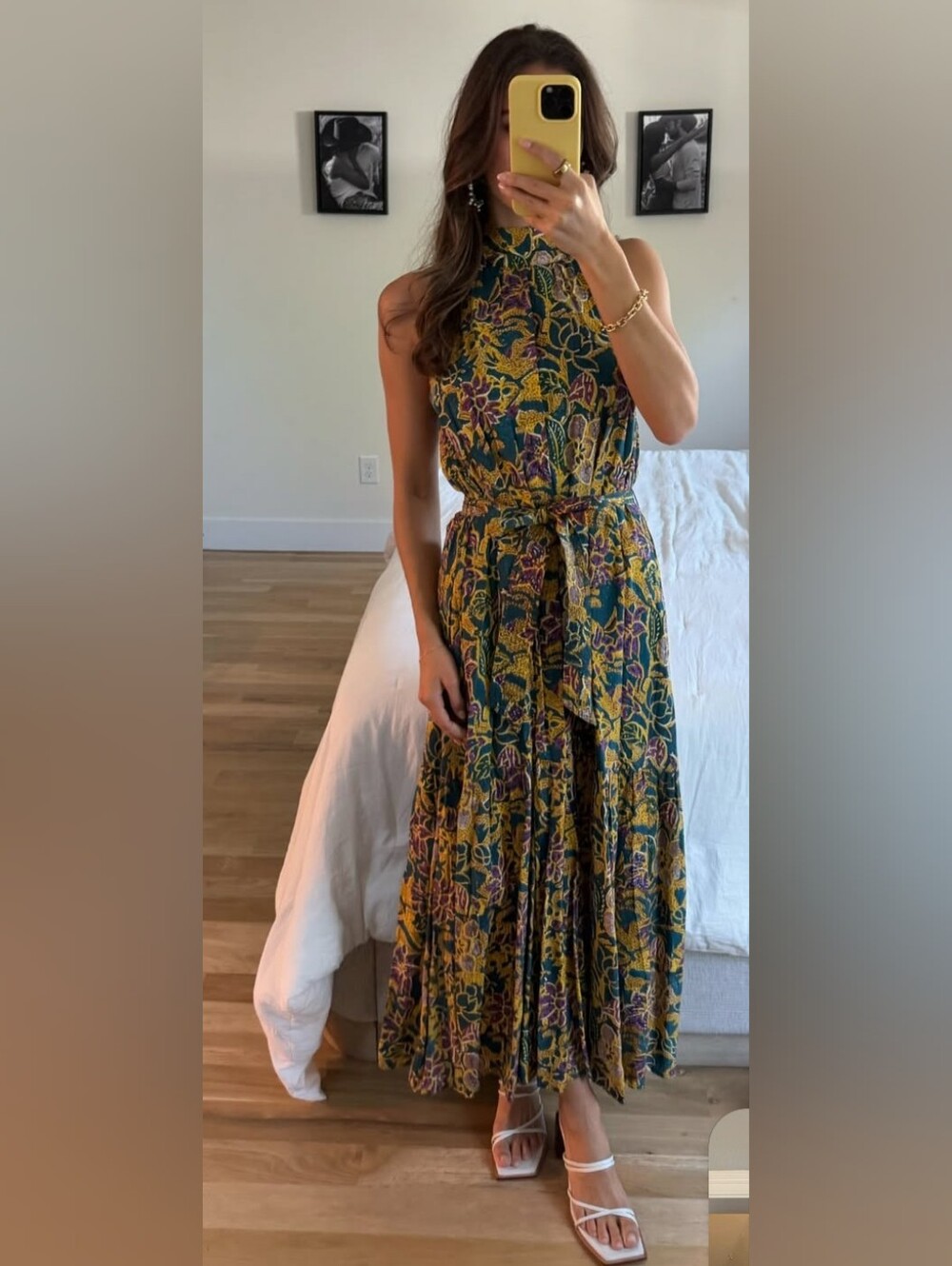 Cleobella Teal, Mustard & Purple Floral Halter Maxi Dress